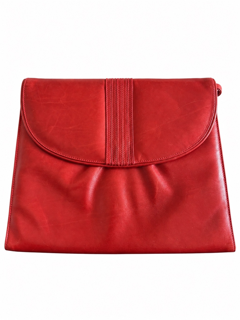 Vintage Red Leather Shoulder Bag Flap Crossbody Handbag